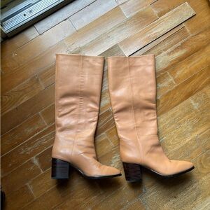 J. Crew Cognac Leather Heeled Boots